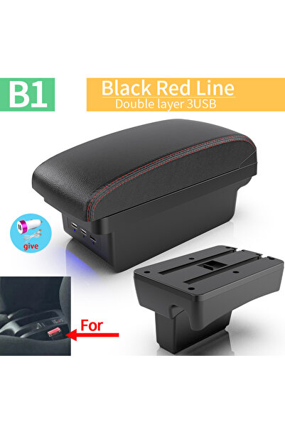 Choice1 صندوق مسند ذراع خاص B1 أسود أحمر بثلاثة منافذ USB لسيارة بيجو 307 مود...