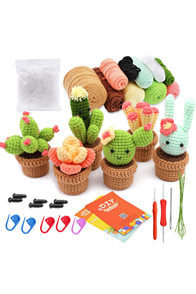 Choice1 1 مجموعة تطريز للمبتدئين من MIUSIE، نبات الصبار المزروع في أصيص، تطري...