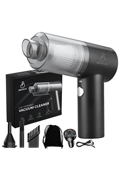 BRAGUS Mini aspirator auto portabil, fara fir, LED, acumulator 2400mAh, 9000P...