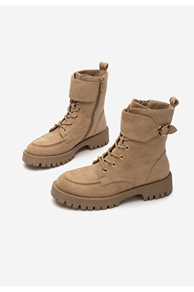 B T Shoes Khaki šněrovací kotníkové boty Mireva