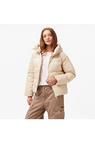 Converse Kadın Kapüşonlu Bej Şişme Mont