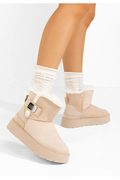 B T Shoes Béžové dámské válenky Natosha