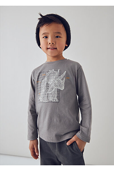 MAYORAL Gray Boy's Graphic Printed Long Sleeve T-Shirt 4088