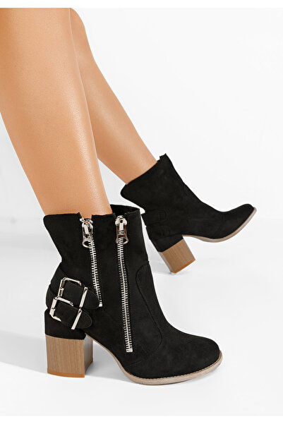 B T Shoes Μποτάκια με χοντρό τακούνι Laroya V3 Μαύρα