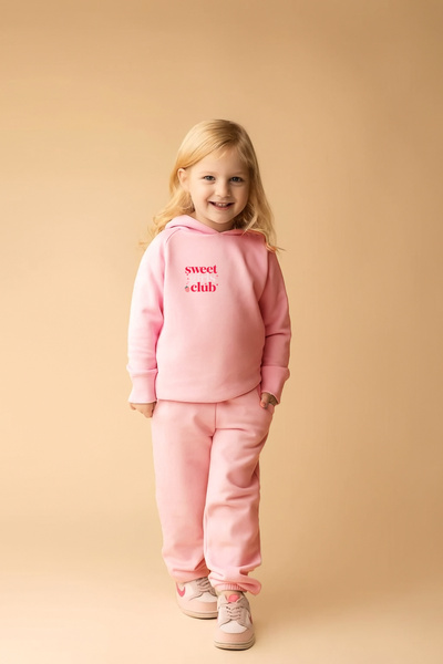 Let's Wear Sweet Club Back Print Kids Hooded Premium Compact Sweatshirt Tracksuit Set - 2 Piece Sport Set