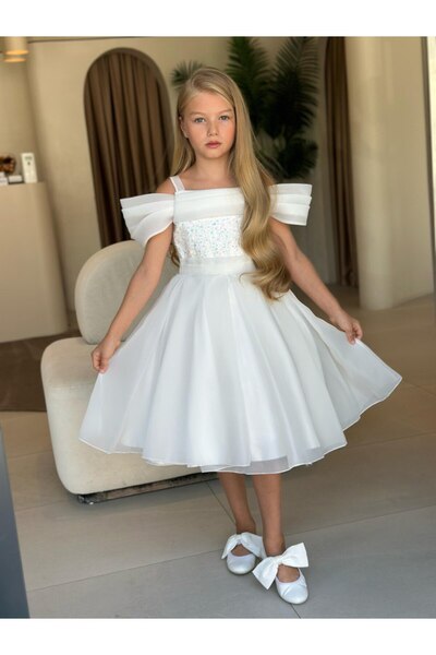 Miss Lorin Kids Girl's Prom Dress - with Sequined Shoulder Detail