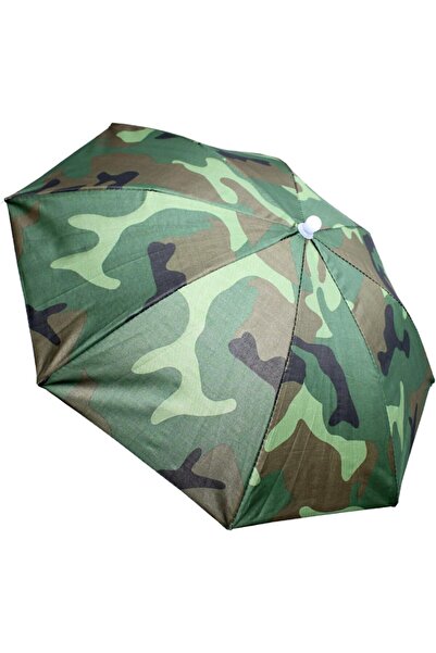 Flippy Head Umbrella, 69 cm Diameter, Adjustable Cord, UV/Rain Protection, Camouflage