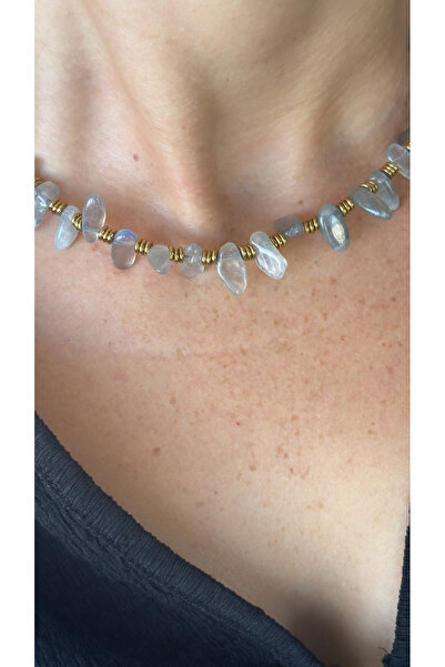 By Song Aksesuar قلادة من حجر اللابرادوريت الطبيعي