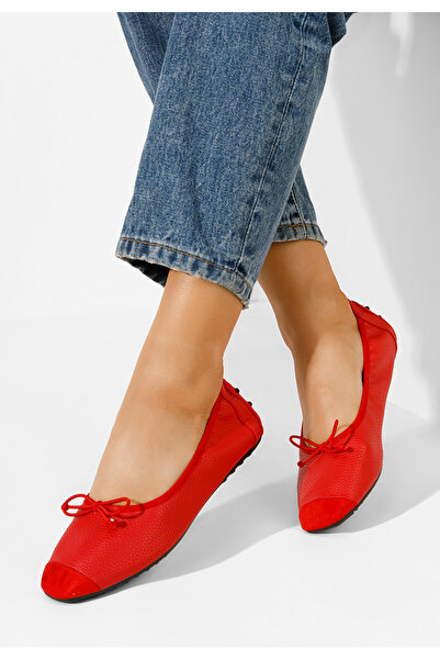 B T Shoes Červené dámské baleríny Amania V4