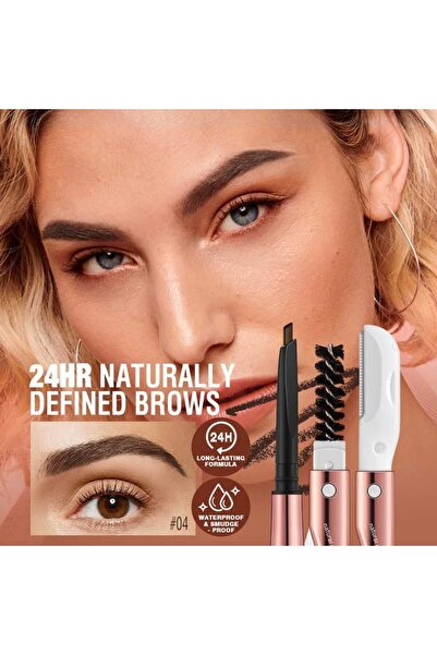 O.TWO.O Cosmetics FASHIONISTADEAL O.TWO.O 3 IN 1 Eyebrow Pen with Eyebrow scraper, brush, eyebrow pencil (03, ASH BROW