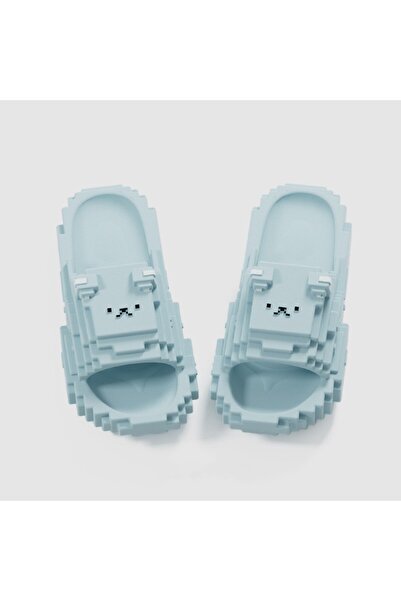 Flippy Casual Slippers for Teens, Unisex Pixel Design, Size 40-41, Light Blue