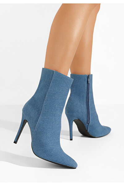 B T Shoes Botine cu toc subtire Ovieta albastre