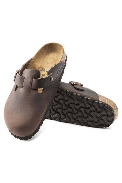 Birkenstock Δερμάτινο Habana με λαδωμένο δέρμα Boston, στενή γραμμή 860133, Unisex
