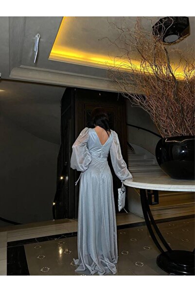 Modafeminen Silvery Tulle Evening Dress 583106 Gray