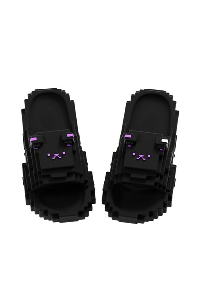 Flippy Casual Slippers for Teens, Unisex Pixel Design, EVA Foam, Non-slip, Size 38-39, Black