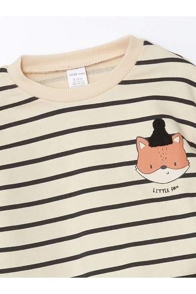 LC Waikiki Lcw baby ecru bicycle collar printed boy baby sweatshirt and sweatpants set of 2