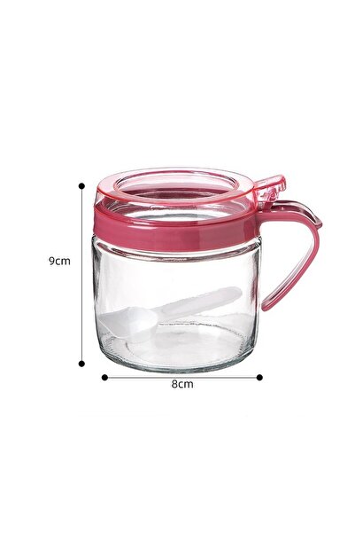 Flippy Spice Container Flippy, Glass, 180 ml, with Handle and Spoon, 8 x 9 cm, Transparent Lid, Pink