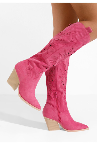 B T Shoes Fuchsiové dámské kozačky Ledora V2