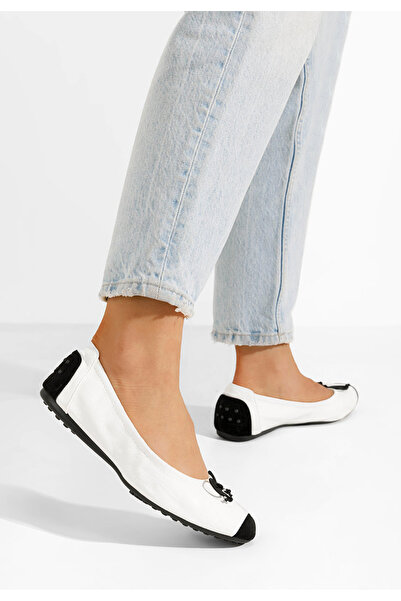 B T Shoes Bílé dámské baleríny Amania V3