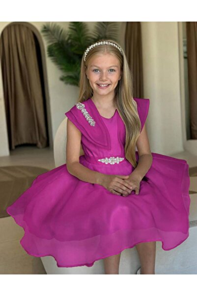 Miss Lorin Kids فستان سهرة قصير مرصع بالحجارة