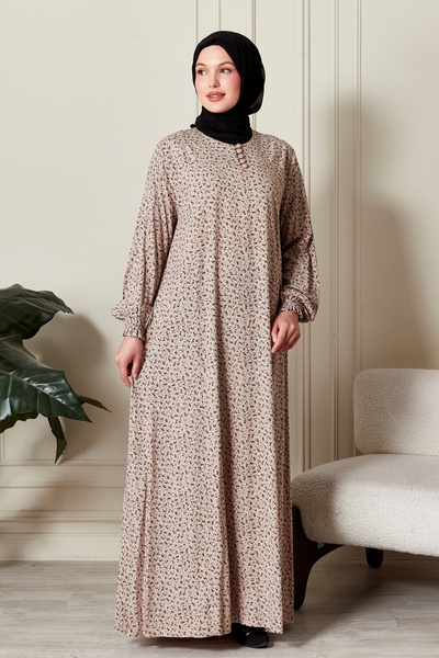 fistan Μοντέρνα ρούχα Φόρεμα μαμάς Φόρεμα προσευχής Φόρεμα από βισκόζη Floral Ολόσωμο φόρεμα V Roba Fish φόρεμα σε μεγάλο μέγεθος