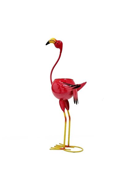 Flippy Garden Decoration Flamingo Plant Holder, Iron, 73x34x22 cm, Pink