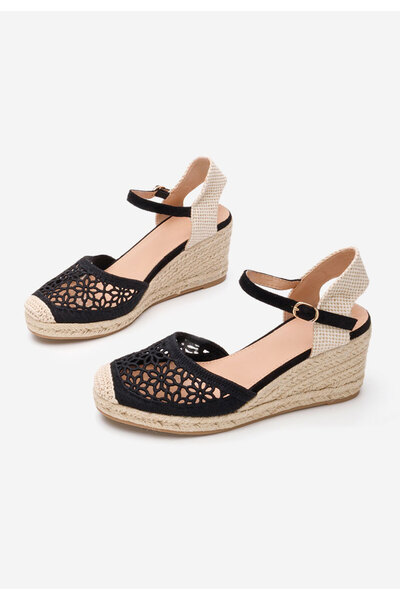 B T Shoes Černé sandály espadrilky Almynna