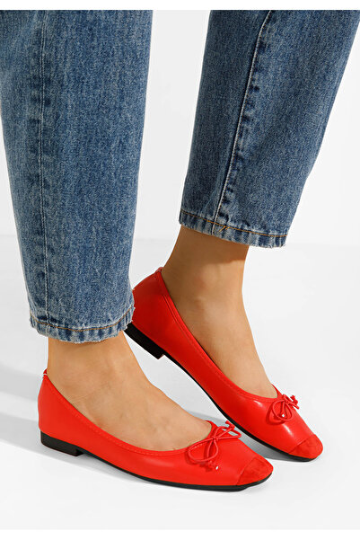 B T Shoes Červené balerínky Sarina