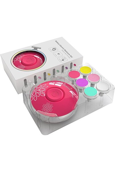 Flippy Set Pila Electrică Flippy, Copii Și Bebeluși, ABS, USB, Model Flori, 6 Accesorii, Lumina LED, Fucsia