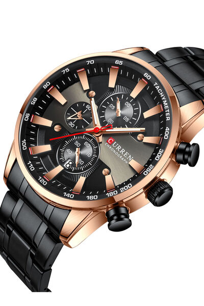 Curren Chronograph Waterproof Stainless Steel BAnd Casual Quartz Watch 8351 - 47 mm - Black