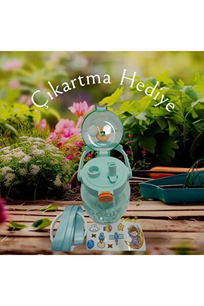 Relaxion Imported Luxury Green Flask/Water Bottle 1100 ml with Mascot, Sticker Gift and Neck Strap