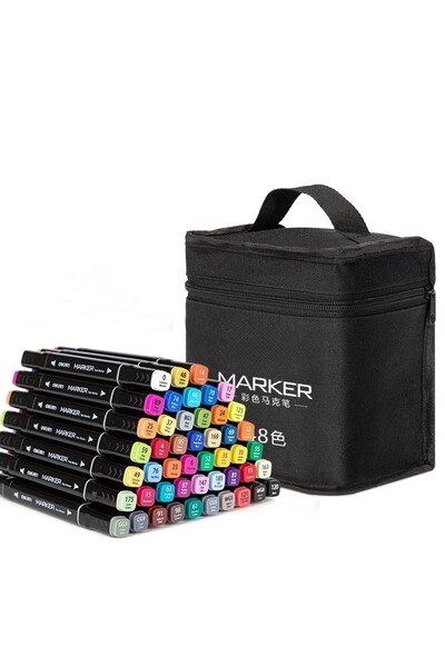 Flippy Set 30 Markers, Flippy, Oil-Based, Dual Tip, Fine 1mm and Thick 6mm, Storage Bag, 15 cm, Multicolor