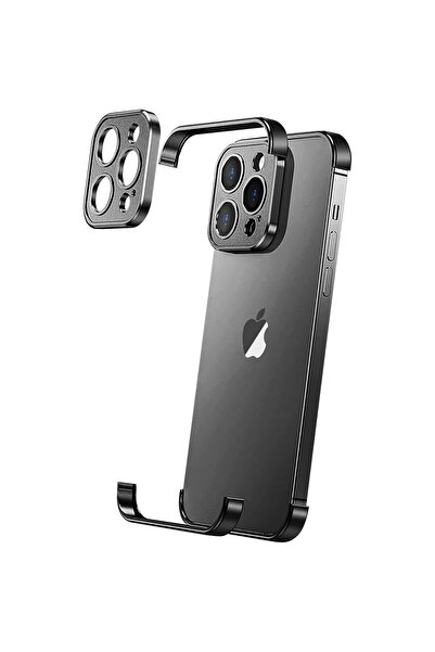 Flippy Edgeless Metal Case for iPhone 16 Pro Max - Flippy, Corner & Camera Protection, Aluminum, Black