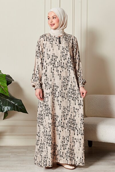 fistan Μοντέρνα ρούχα Φόρεμα μαμάς Φόρεμα προσευχής Φόρεμα από βισκόζη Floral Ολόσωμο φόρεμα V Roba Fish φόρεμα σε μεγάλο μέγεθος