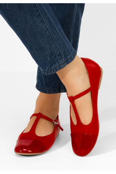 B T Shoes Červené dámské baleríny Nubina