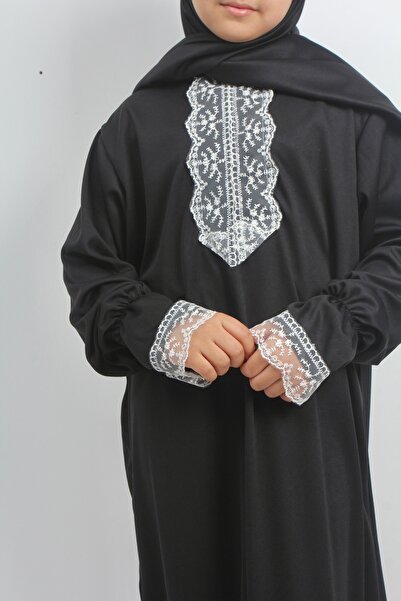 Genel Markalar Kendinden başörtülü kız çocuk namaz elbisesi düz renk