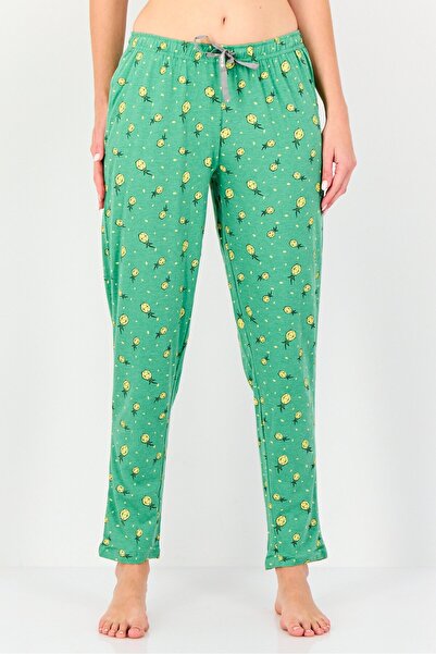 Zivame بنطال بيجامة نسائي برباط وطبعة جرافيكية، قطعتين، متعدد الألوان