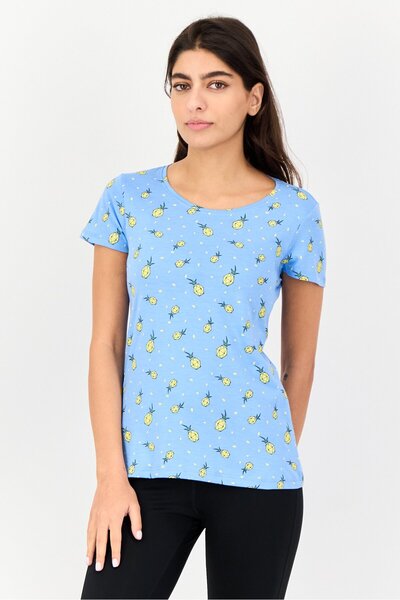 Zivame Women 2 Pcs Crew Neck Graphic Print Short Sleeve Sleepwear Set, Multic...