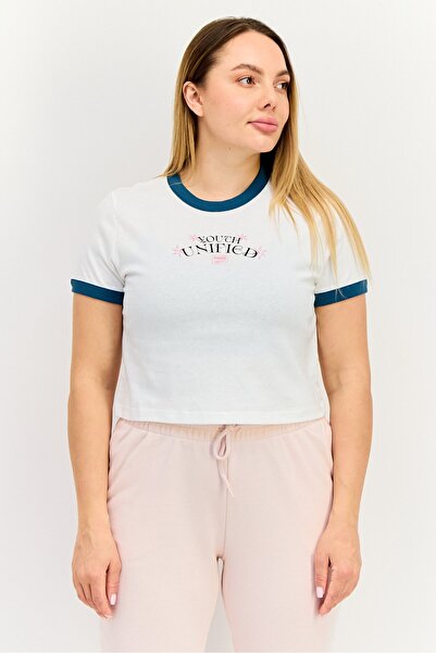 Puma Women Sportswear Fit Graphic Print Outdoor Crop Top, White