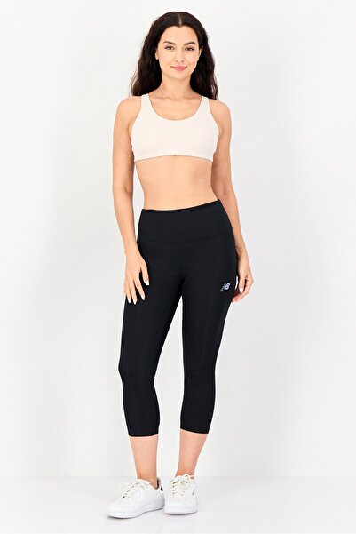 New Balance Women Fitted Fit Brand Logo Training Capri Tights, Black