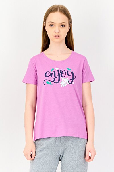 Zivame By Rosaline Women Graphic Print Pyjama T-Shirt, Light Purple