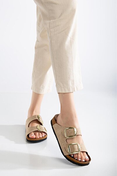 Genetti Women's Double Gold Buckle Comfortable Casual Slippers