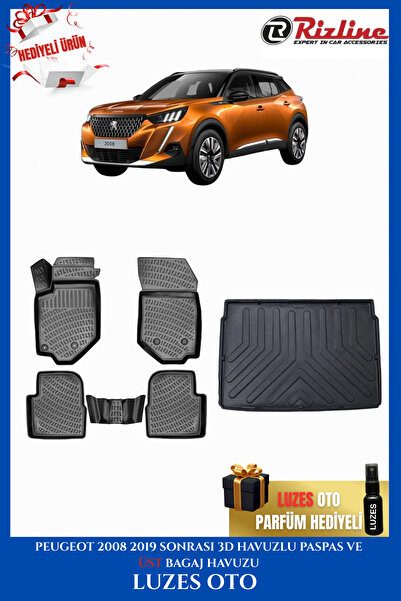Rizline Peugeot 2008 3D Havuzlu Paspas ve ÜST Bagaj Havuzu 2019-2020-2021-202...
