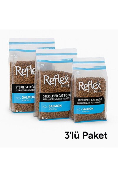 Reflex Somonlu Pirinçli Kısırlaşlaştırılmış Kedi Maması 3 X 1KG (3KİLO) 3 lü Fırsat Paketi