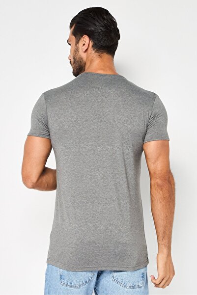 Cavalli Class Men Crew Neck Short Sleeve Brand Logo T-Shirt, Grey