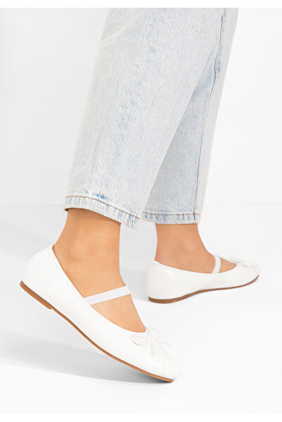 B T Shoes Bílé dámské baleríny Ionelia