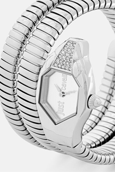 Just Cavalli Women JC1L022M0055 Stainless Steel Signature Snake Analog Watch 22 mm, Silver