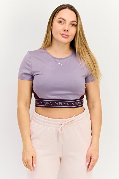 Puma Women Sportswear Fit Short Sleeve Training Crop T-Shirt, Purple