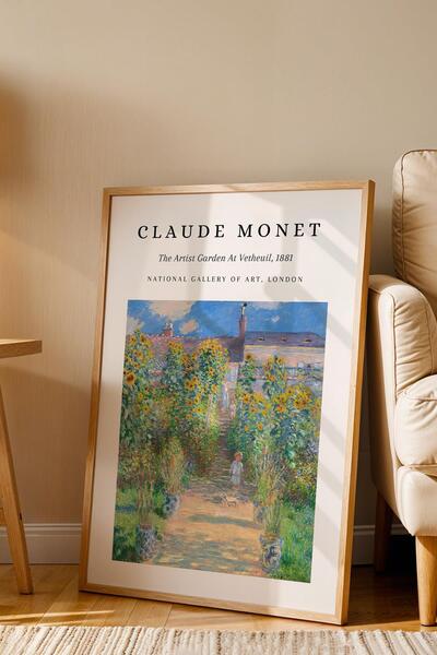 Saturn Claude Monet the Artist's Garden at Vetheuil Framed Painting - Eclectic Style Wall Decor