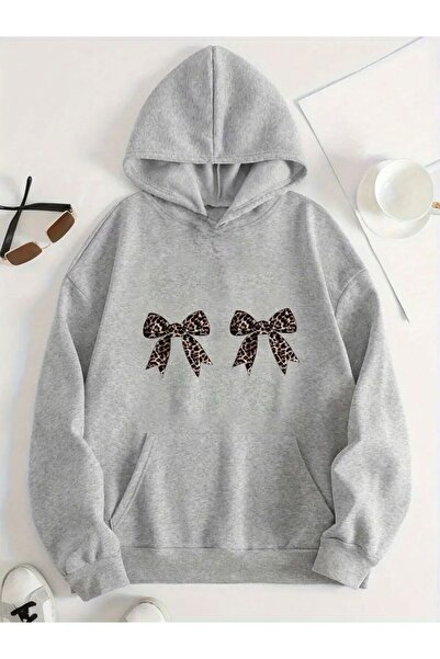 FUFLUNS سويت شيرت بقلنسوة كبير الحجم للجنسين للنساء/الرجال مطبوع عليه شريط جل...